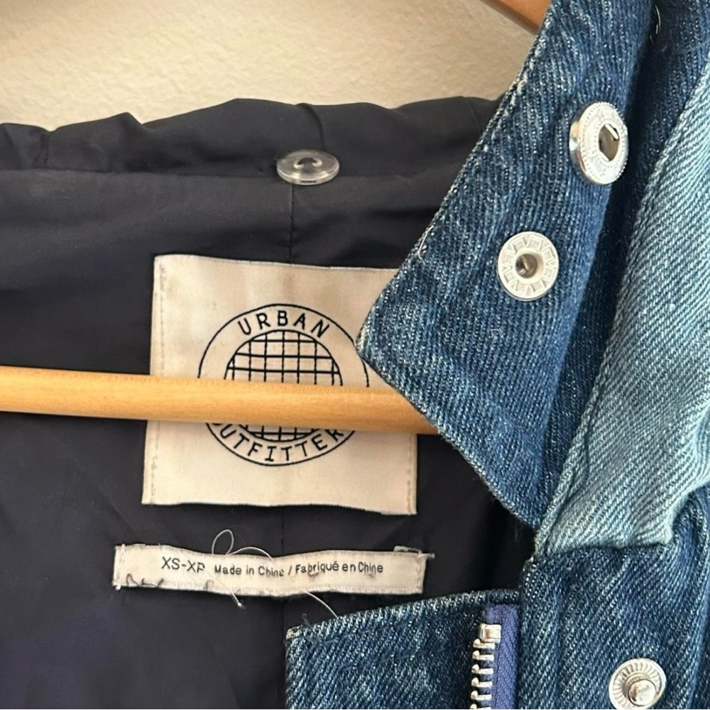 Urban Outfitters Blue Navy Patchwork Denim Jacket size XS - Picture 2 of 3
